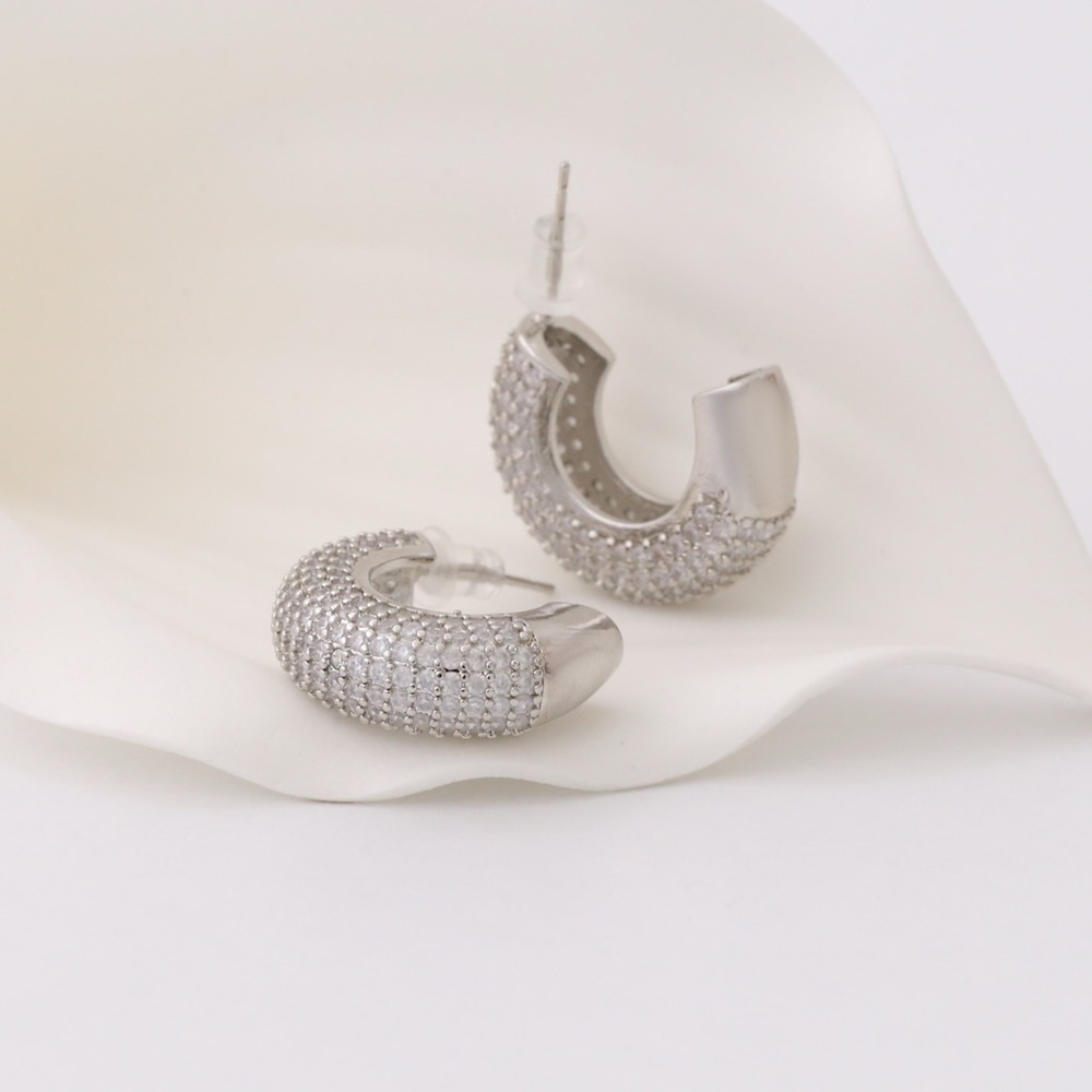Hoop Crystal Earrings | Bridal Jewelry | White Gold Plated